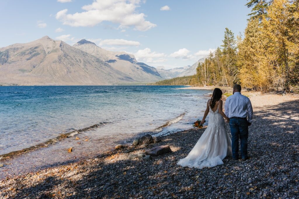 Sandy Point Pullout Elopement in September in Glacier National Park