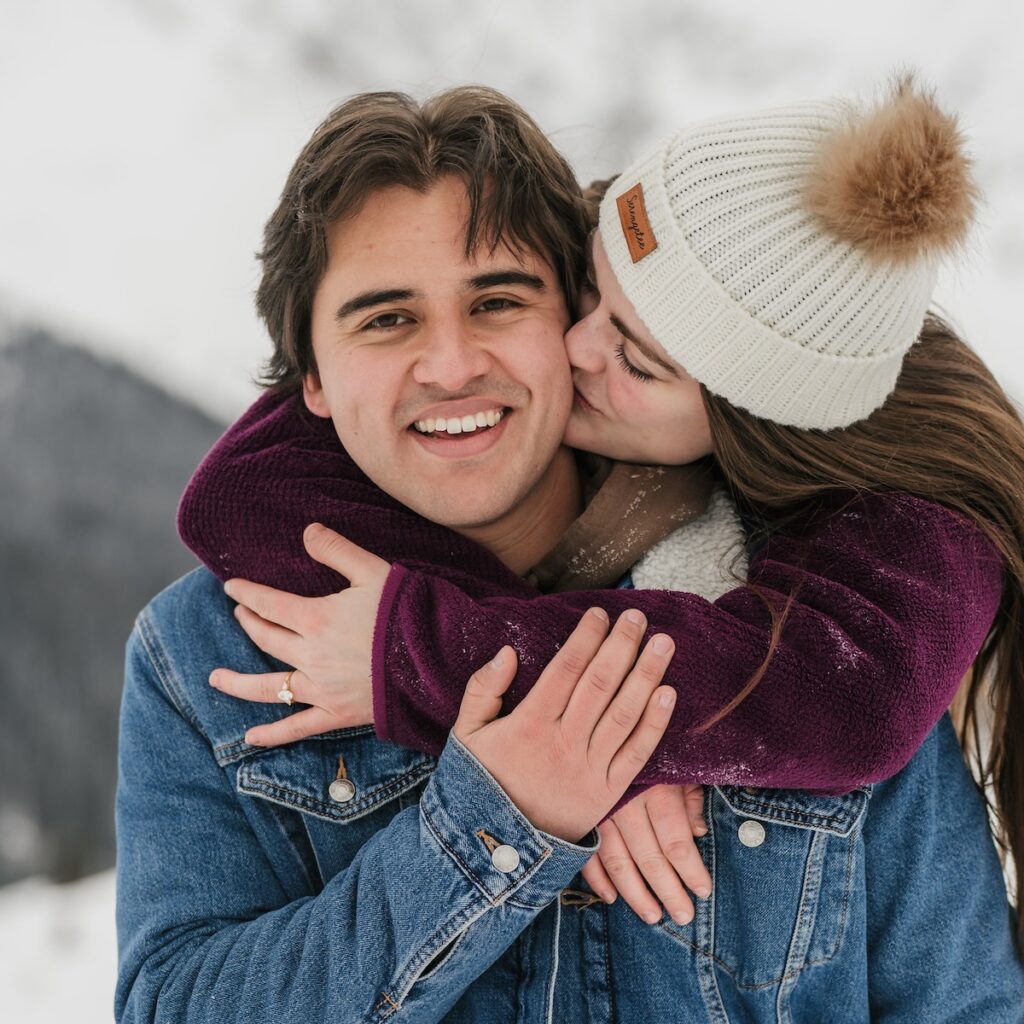 Colorado winter engagement portraits at loveland pass